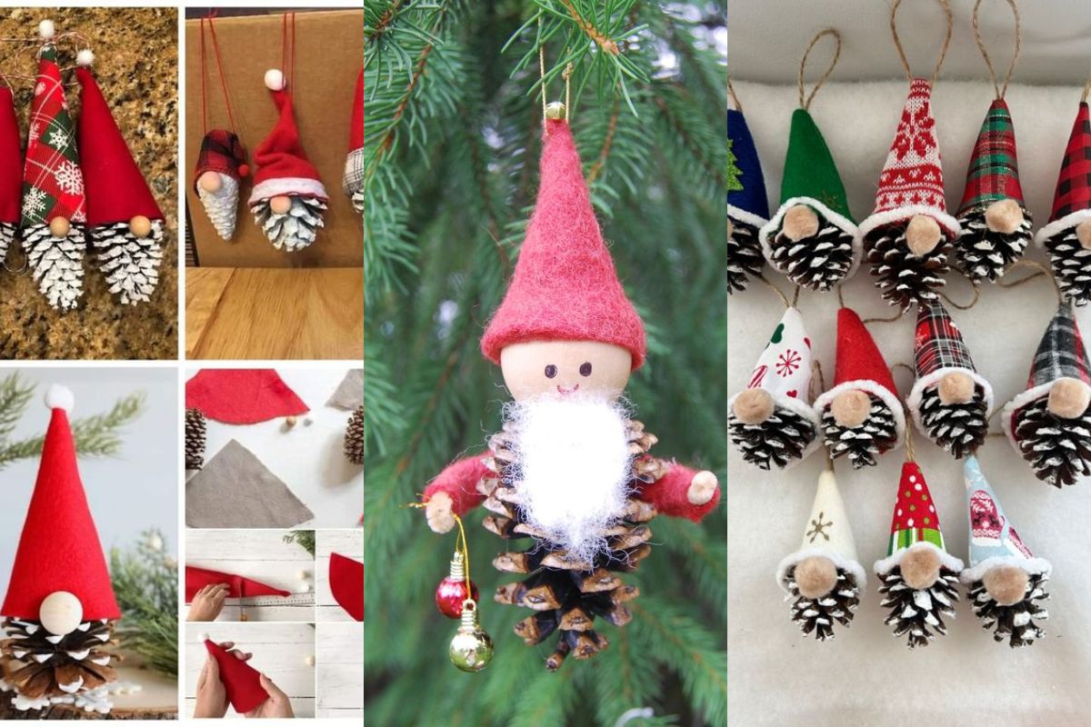 gnomos de natal feitos com pinhas 10