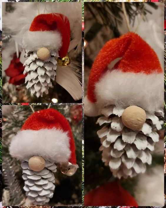 gnomos de natal feitos com pinhas 3