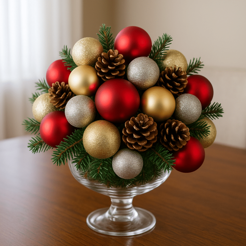 ideias criativas de decoracao de natal com bolas 7