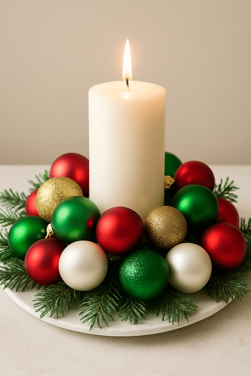 ideias criativas de decoracao de natal com bolas 8