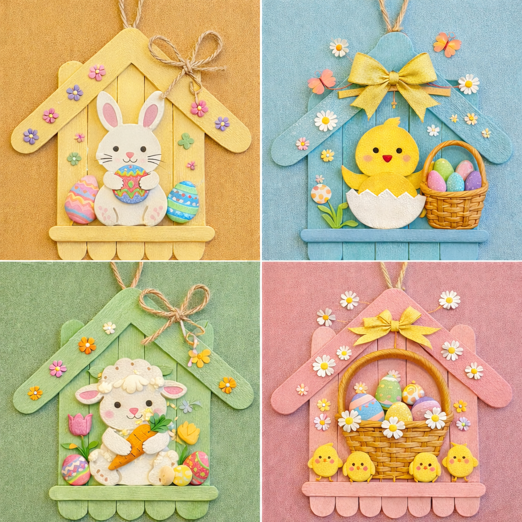 Ideias Criativas de Decora&ccedil;&atilde;o de P&aacute;scoa com Palitos de Gelado ideias criativas de decoracao de pascoa com palitos de gelado 4