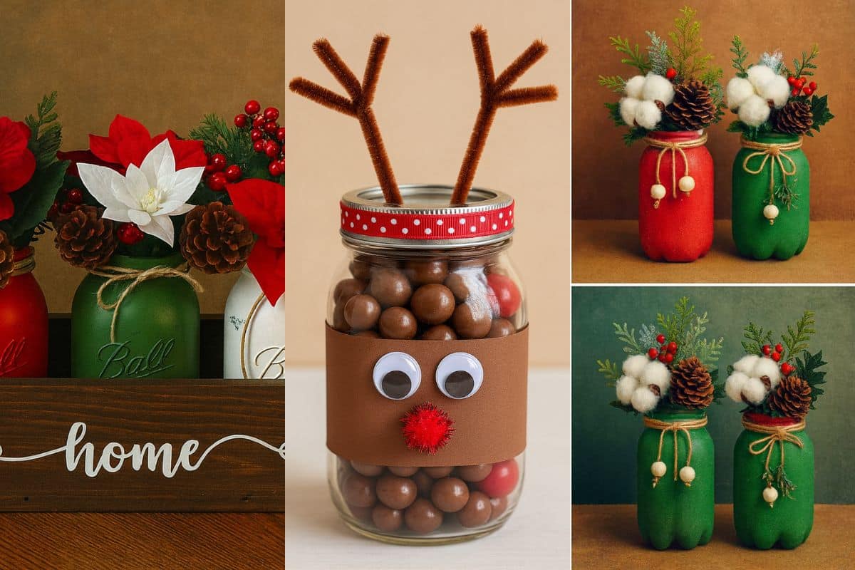 ideias criativas para decorar potes de vidro com motivos natalinos