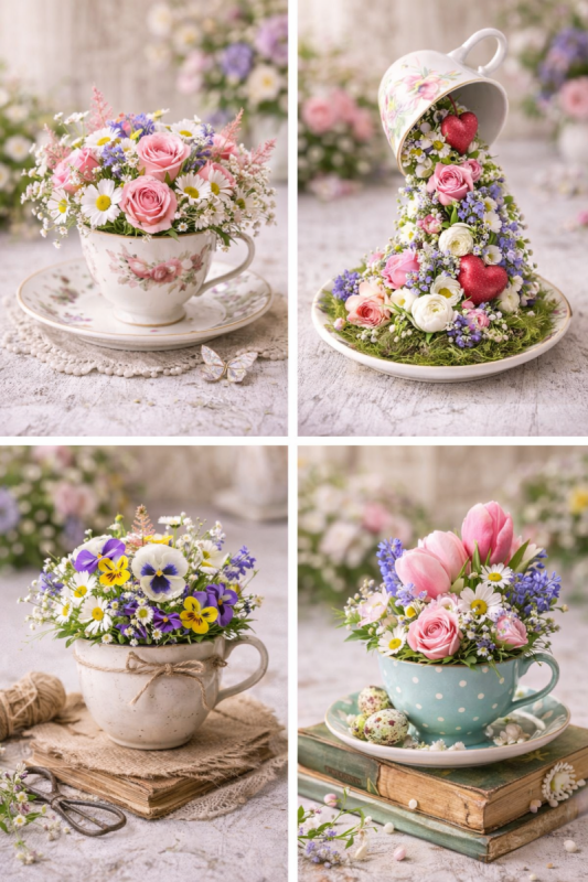 ideias de arranjos de flores com xicaras de cha 5 scaled