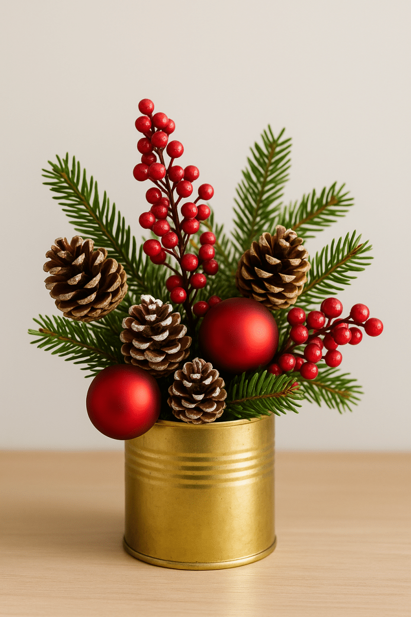 ideias de arranjos de natal feitos com latas 1