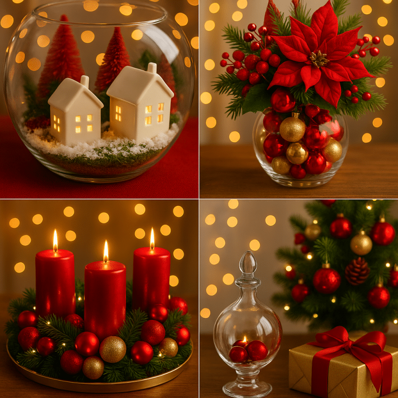 ideias de arranjos de natal vermelhos 2