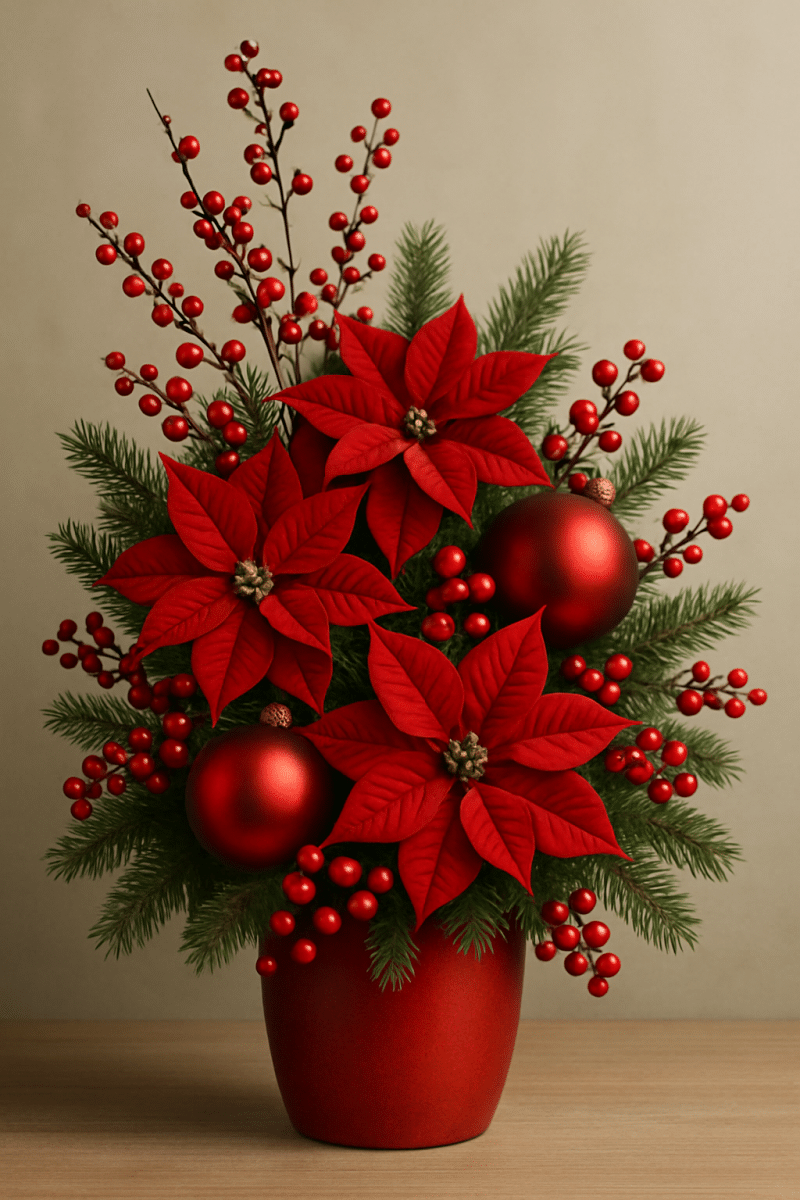 ideias de arranjos de natal vermelhos 4