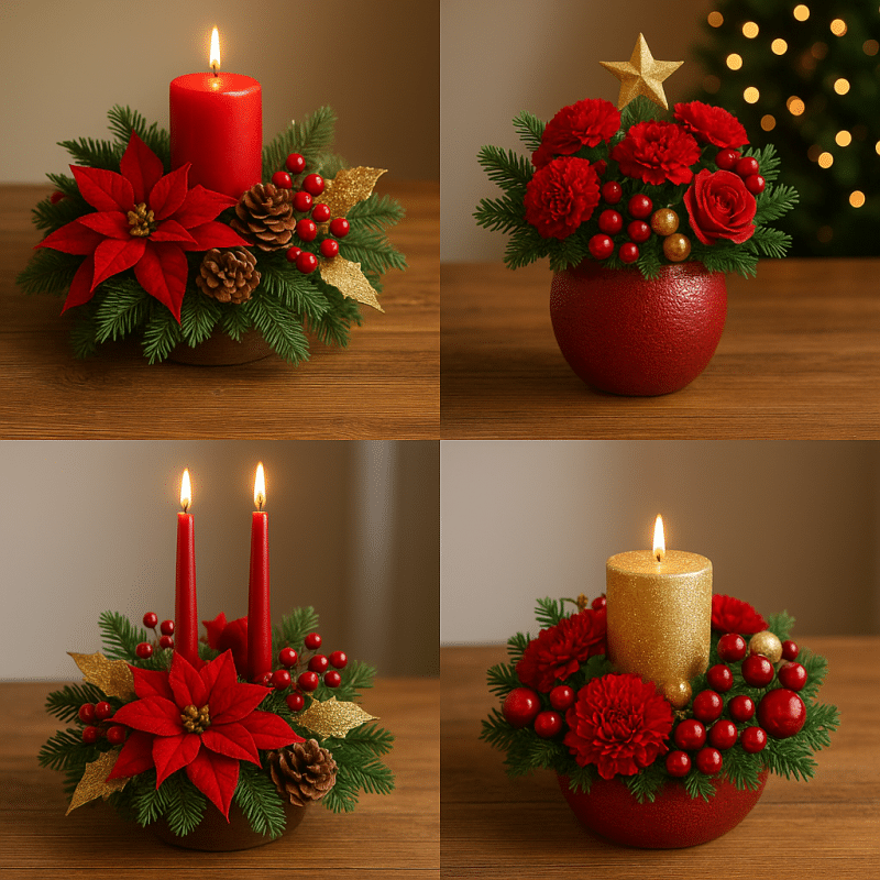 ideias de arranjos de natal vermelhos 5