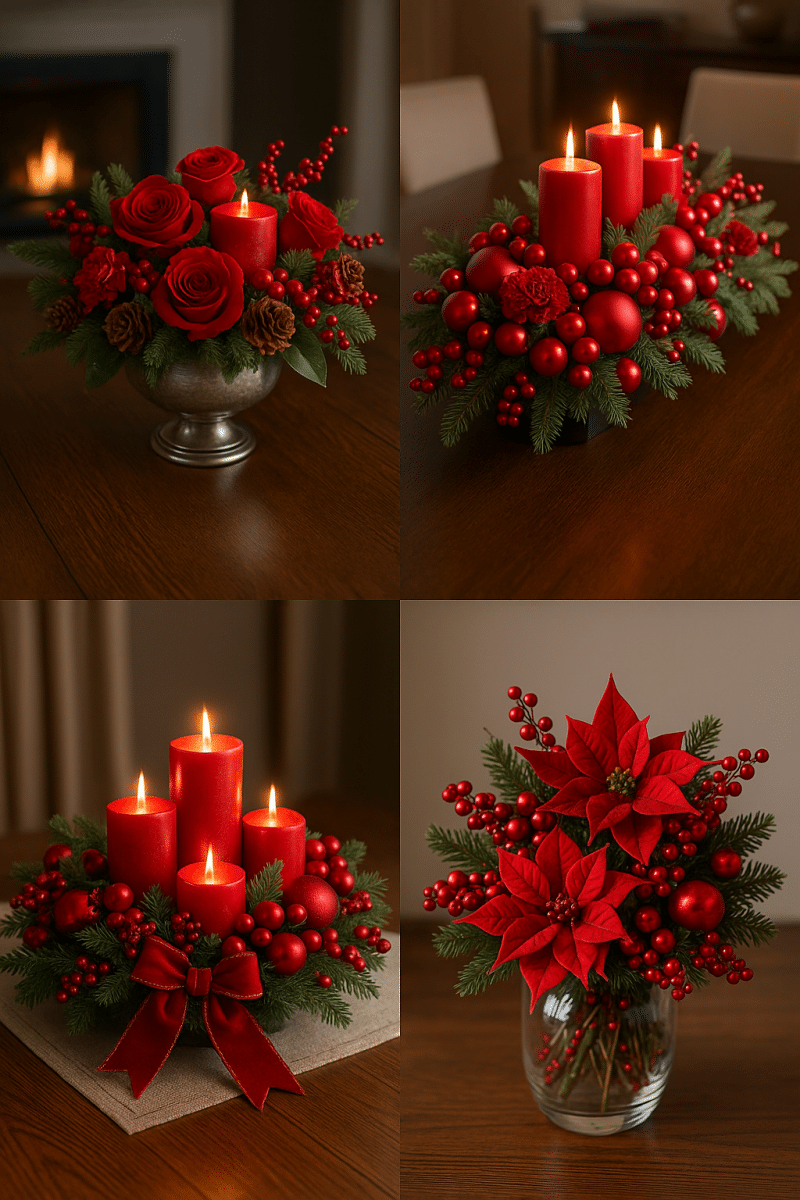 ideias de arranjos de natal vermelhos 7