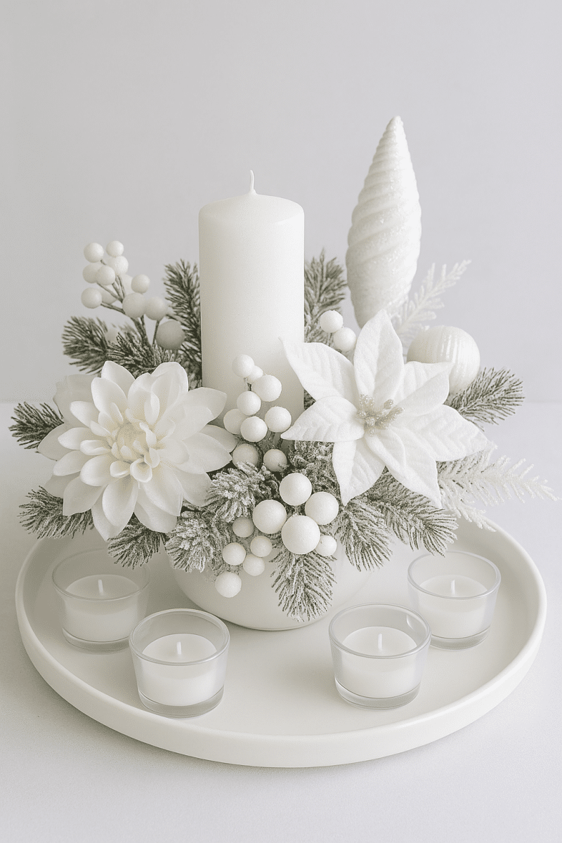 ideias de arranjos natal brancos 2