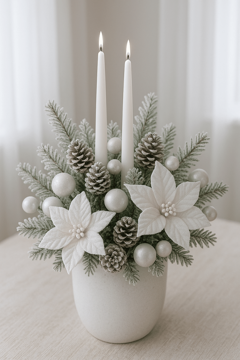 ideias de arranjos natal brancos 4
