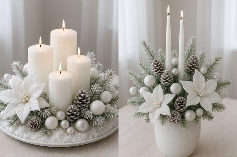 ideias de arranjos natal brancos