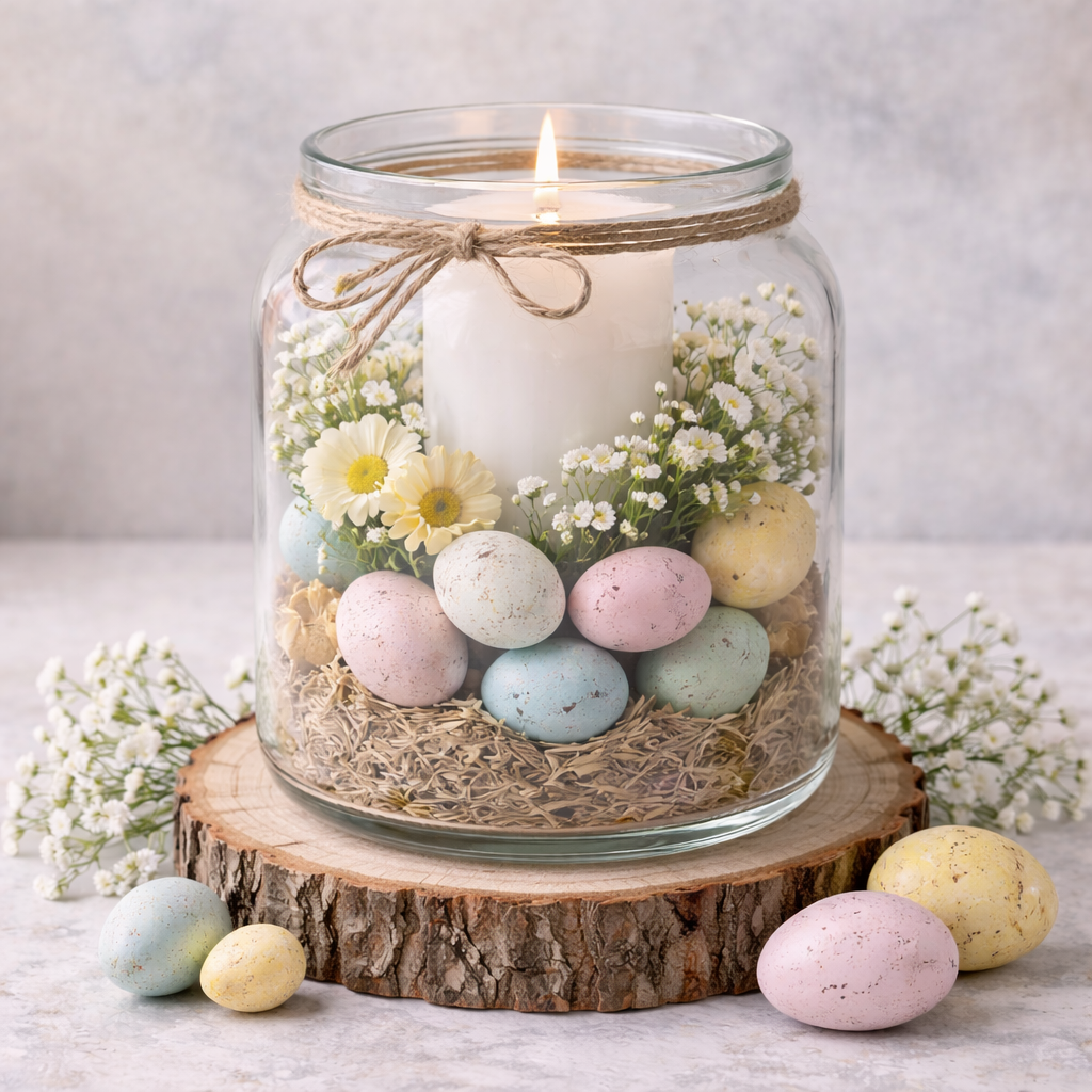 Ideias de Arranjos para a P&aacute;scoa com Recipientes de Vidro: Decora&ccedil;&otilde;es Criativas e Elegantes para a Primavera ideias de arranjos para a pascoa com recipientes de vidro 7