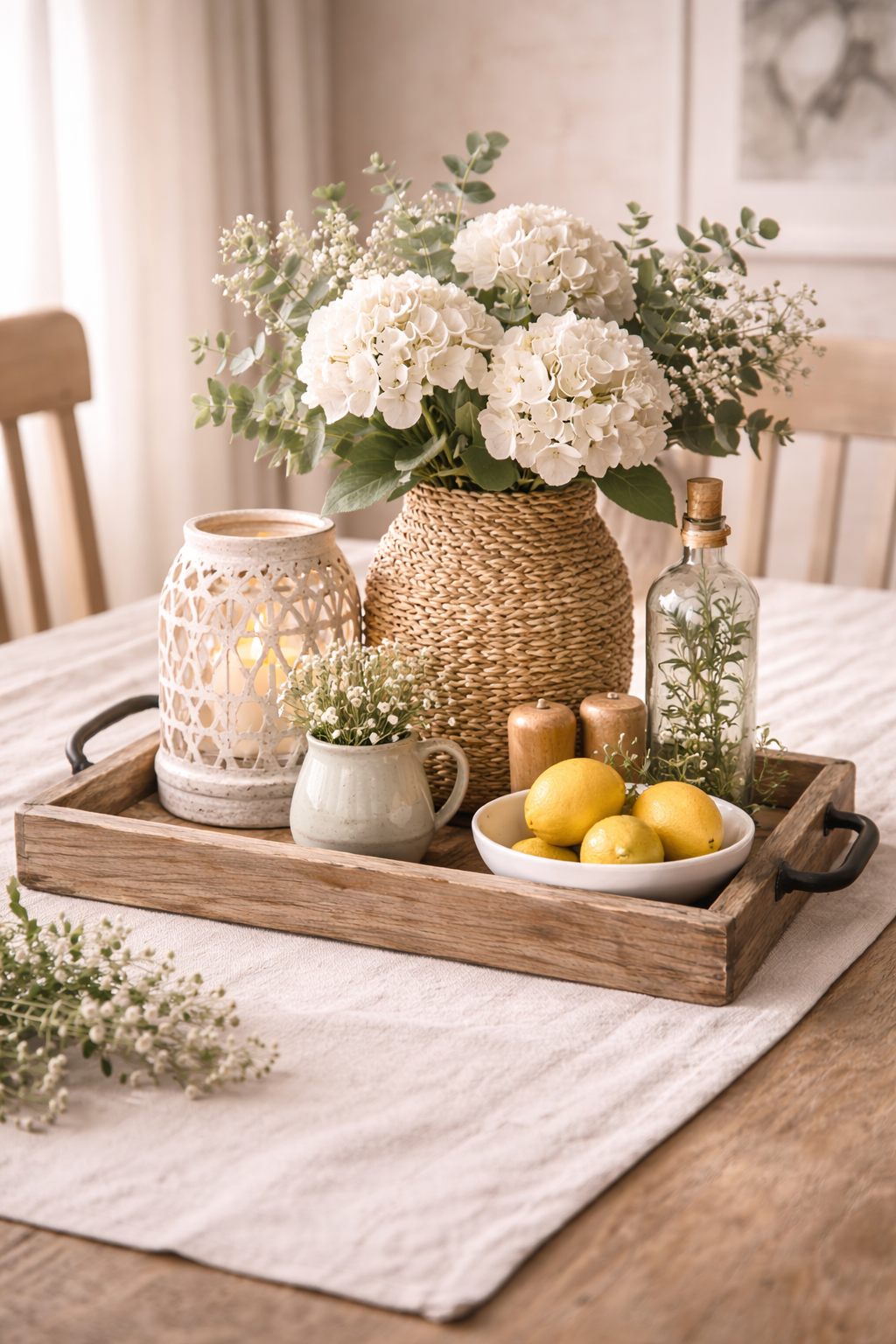 Ideias de centros de mesa com bandejas de madeira: eleg&acirc;ncia, aconchego e criatividade ideias de centros de mesa com bandejas de madeira