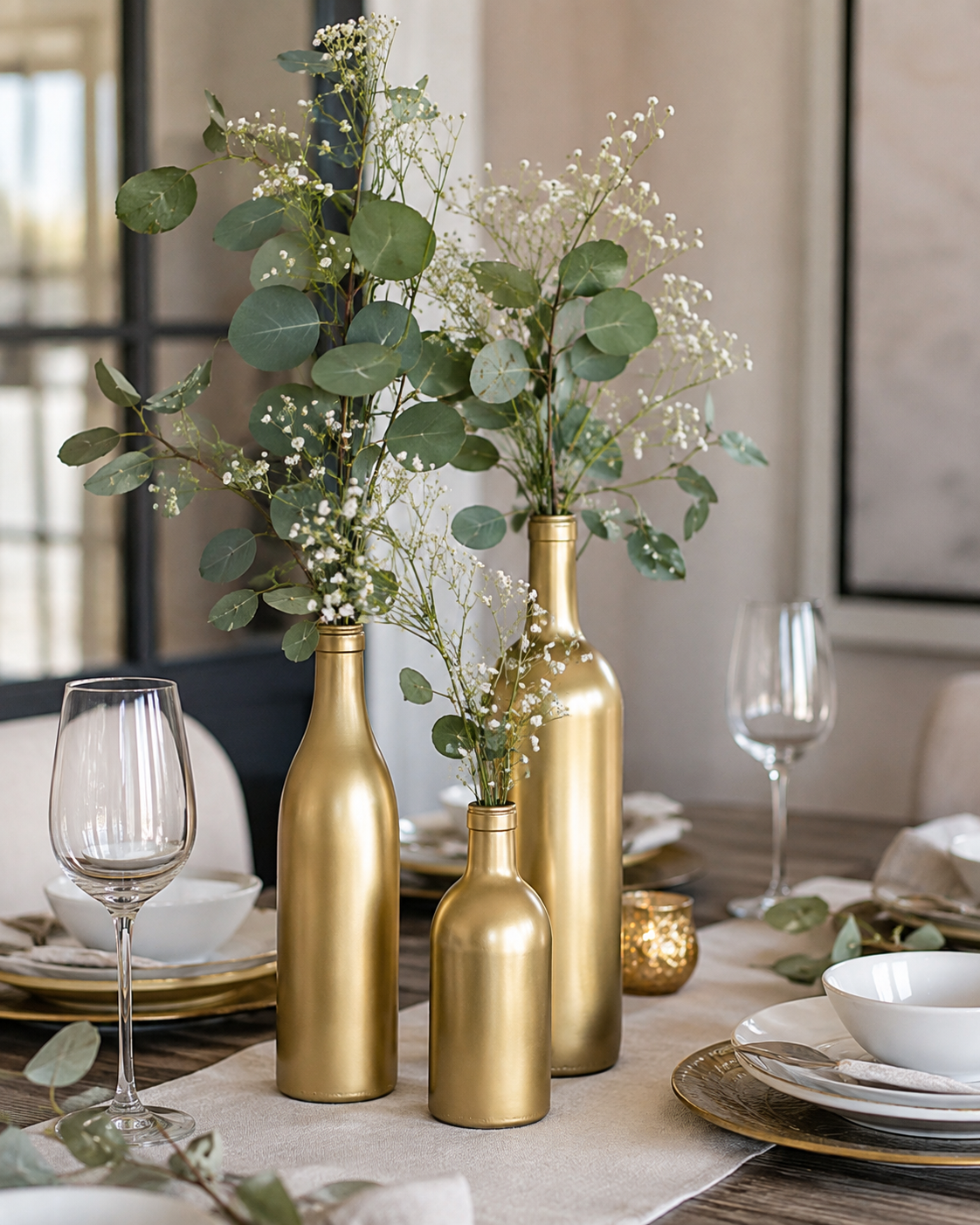 Ideias de Decora&ccedil;&atilde;o com Garrafas Douradas: Inspira&ccedil;&otilde;es Elegantes e F&aacute;ceis ideias de decoracao com garrafas douradas 2