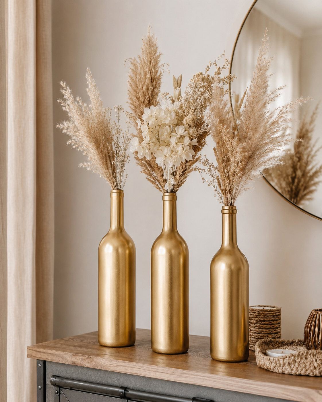 Ideias de Decora&ccedil;&atilde;o com Garrafas Douradas: Inspira&ccedil;&otilde;es Elegantes e F&aacute;ceis ideias de decoracao com garrafas douradas 3
