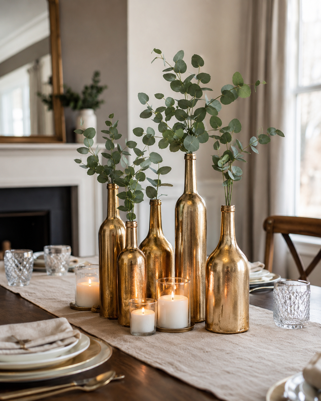 Ideias de Decora&ccedil;&atilde;o com Garrafas Douradas: Inspira&ccedil;&otilde;es Elegantes e F&aacute;ceis ideias de decoracao com garrafas douradas 7