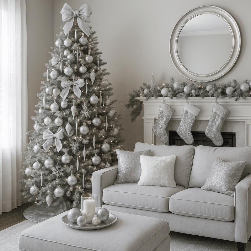 ideias de decoracao natalina prateada 1