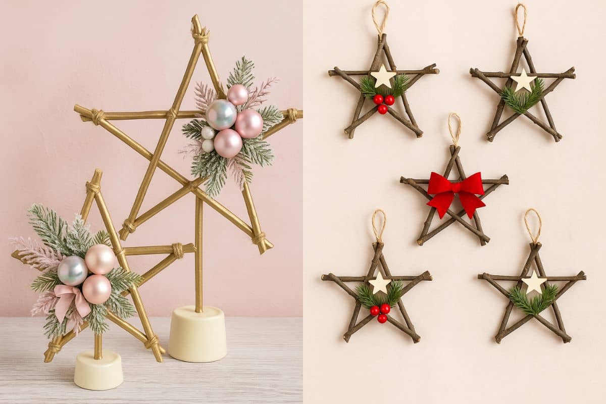 ideias de estrelas de natal com galhos