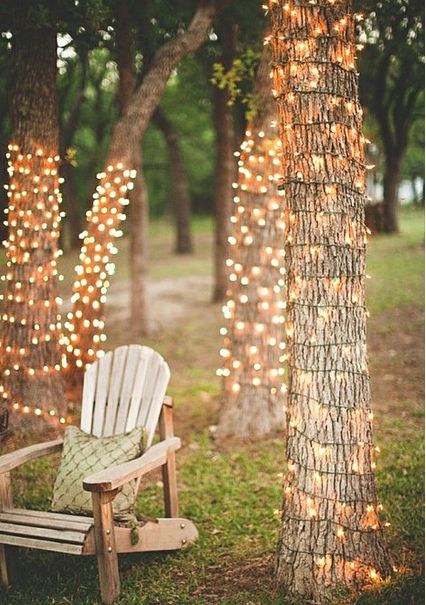 ideias de iluminacao de jardim tronco