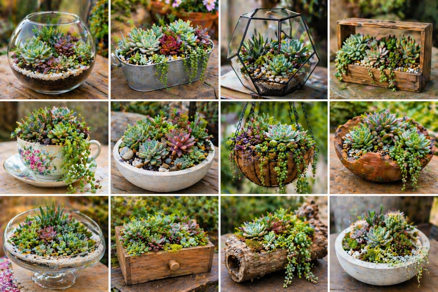 Ideias de Mini Jardim com Suculentas: inspira&ccedil;&otilde;es criativas para decorar com beleza e pouca manuten&ccedil;&atilde;o ideias de mini jardim com suculentas