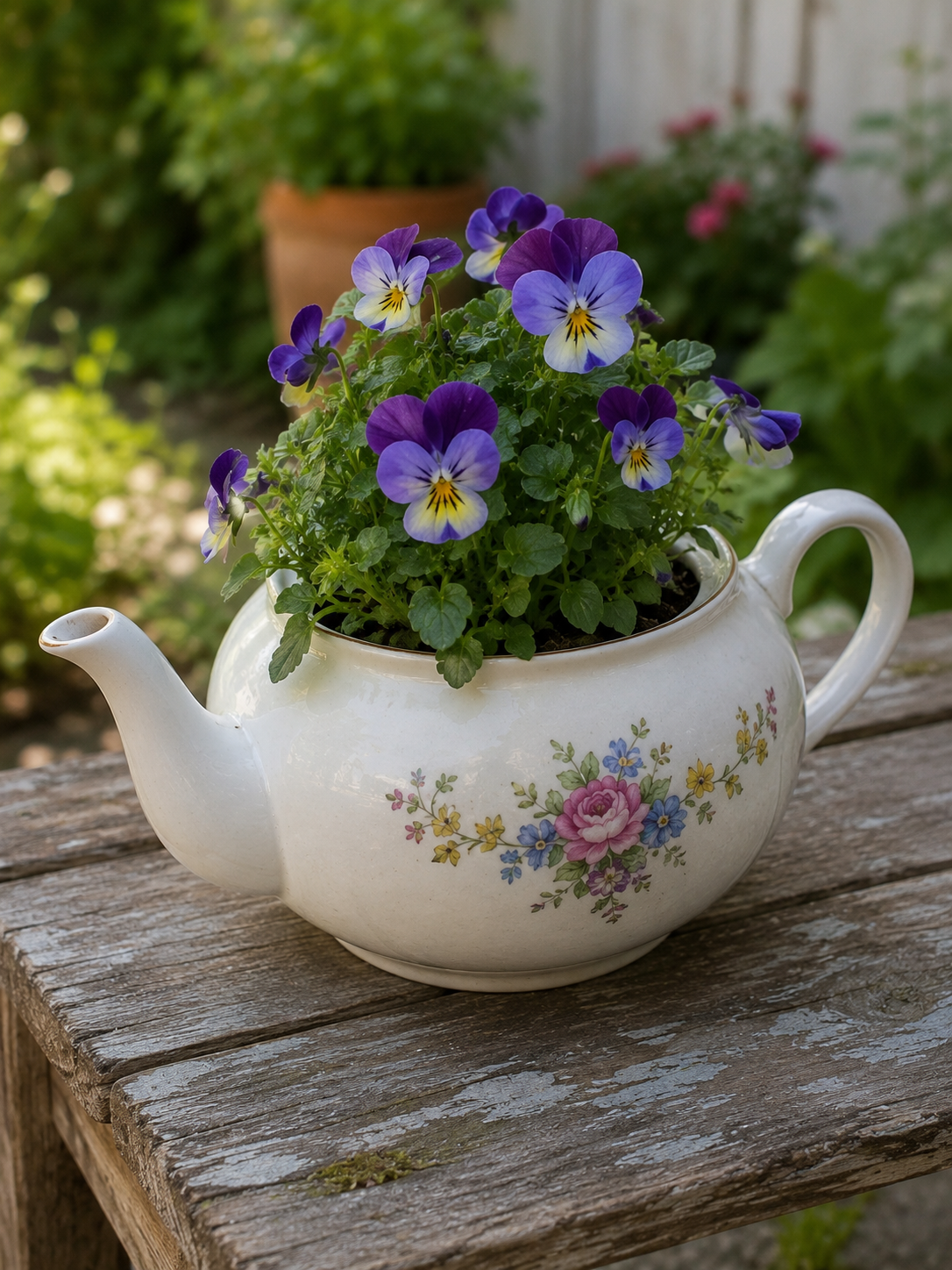 Ideias Decorativas para o Jardim Feitas com Bules de Ch&aacute; ideias decorativas para o jardim feitas com bules de cha 3