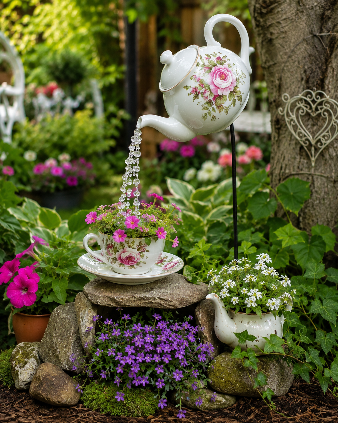 Ideias Decorativas para o Jardim Feitas com Bules de Ch&aacute; ideias decorativas para o jardim feitas com bules de cha 5