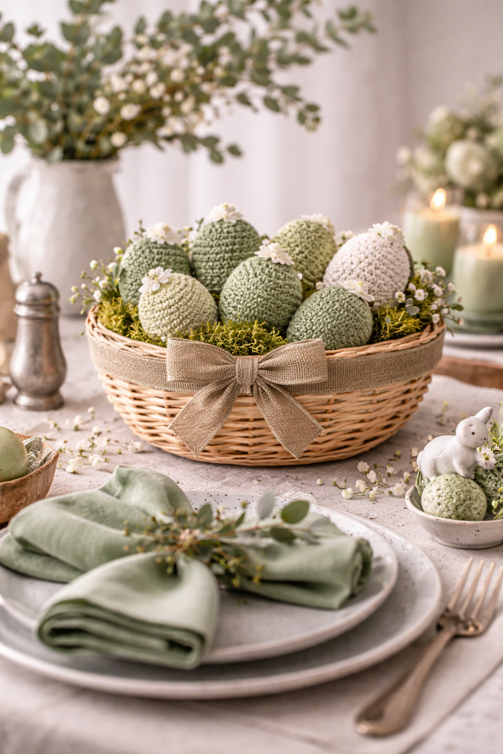 Ideias Diferentes de Decora&ccedil;&atilde;o para a P&aacute;scoa em Tons Verdes: Eleg&acirc;ncia Natural ideias diferentes de decoracao para a pascoa em tons verdes 4