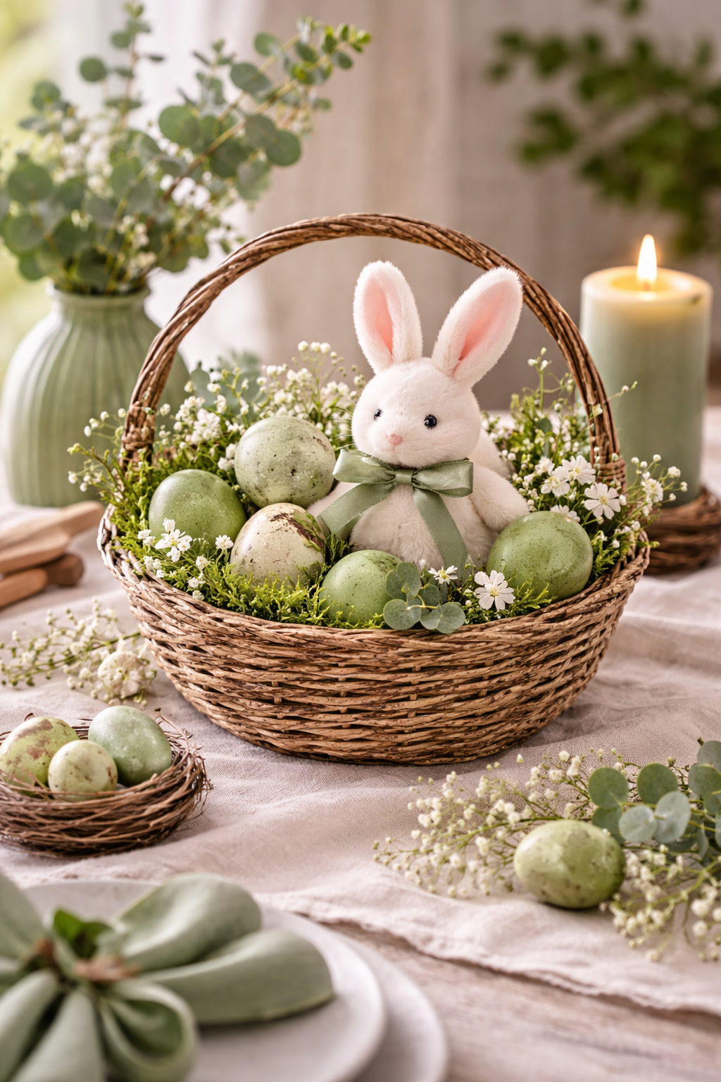 Ideias Diferentes de Decora&ccedil;&atilde;o para a P&aacute;scoa em Tons Verdes: Eleg&acirc;ncia Natural ideias diferentes de decoracao para a pascoa em tons verdes 7