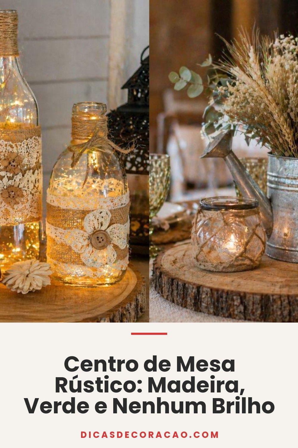 Centro de Mesa Rústico: Madeira, Verde e Nenhum Brilho