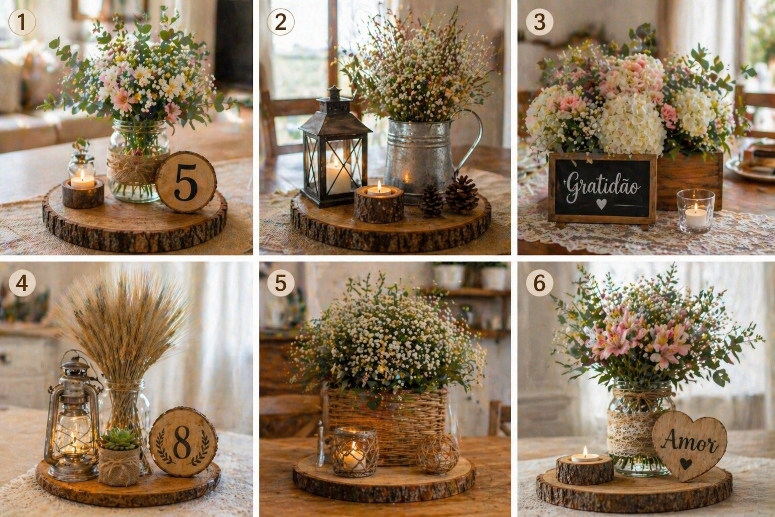 Ideias lindas de centros de mesa r&uacute;sticos para decorar com charme natural ideias lindas de centros de mesa rusticos 7