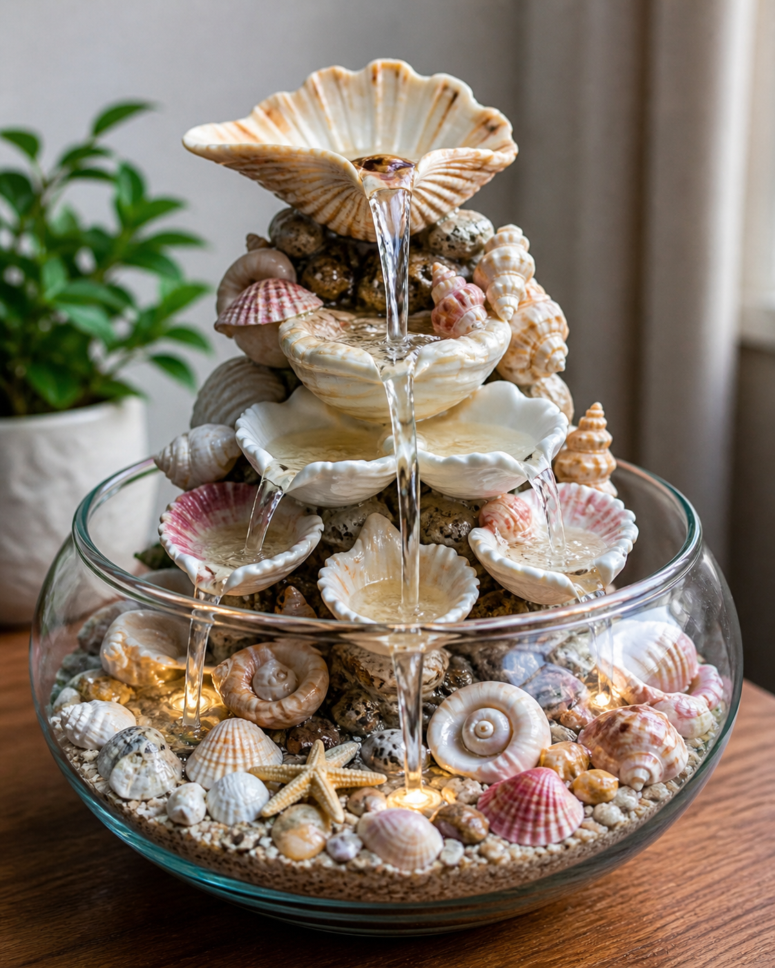 Ideias Lindas de Fontes Feitas com Conchas do Mar e Silicone: Decora&ccedil;&atilde;o Artesanal com Alma de Praia ideias lindas de fontes feitas com conchas do mar e silicone 8