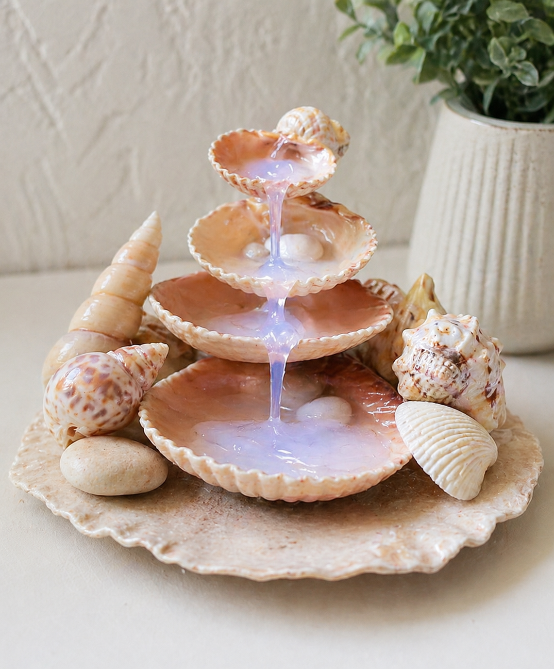 Ideias Lindas de Fontes Feitas com Conchas do Mar e Silicone: Decora&ccedil;&atilde;o Artesanal com Alma de Praia ideias lindas de fontes feitas com conchas do mar e silicone 9