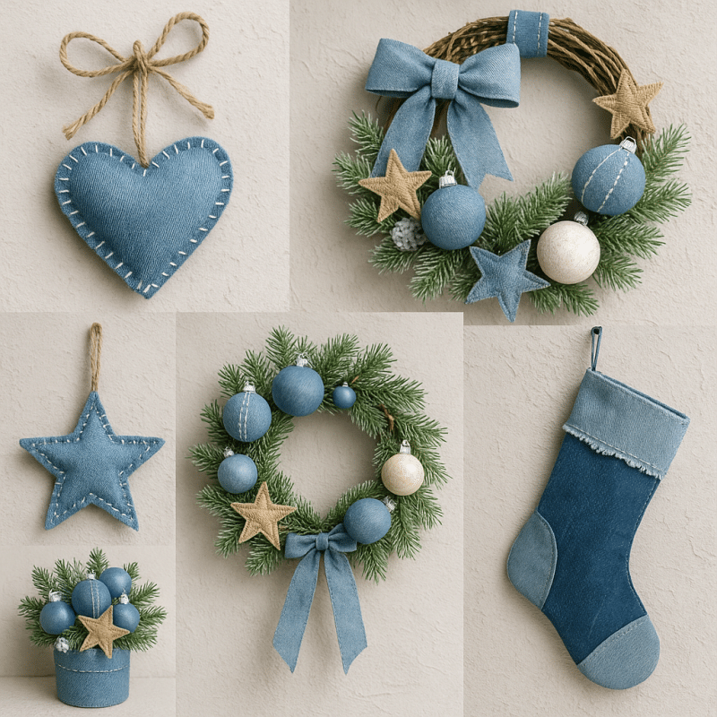 ideias originais de enfeites de natal com jeans velhos 1