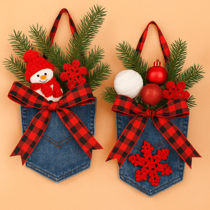 ideias originais de enfeites de natal com jeans velhos 2