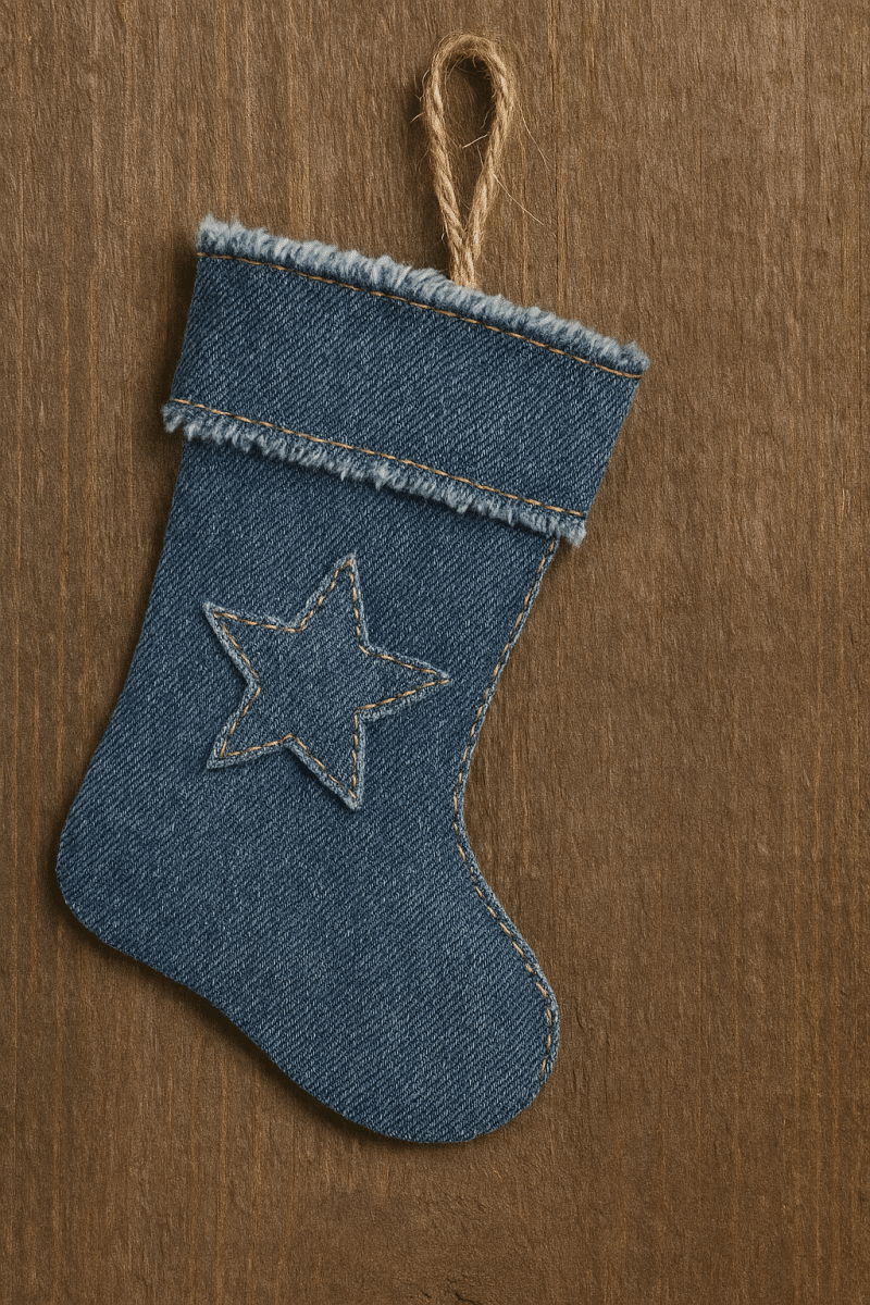 ideias originais de enfeites de natal com jeans velhos 3