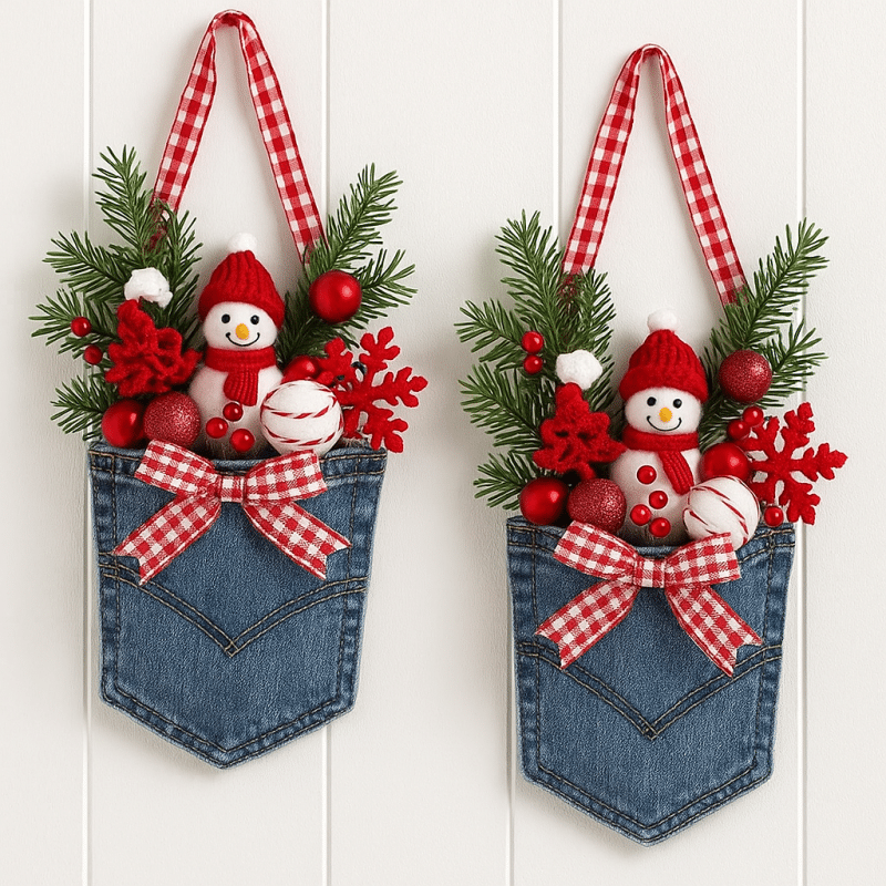 ideias originais de enfeites de natal com jeans velhos 8