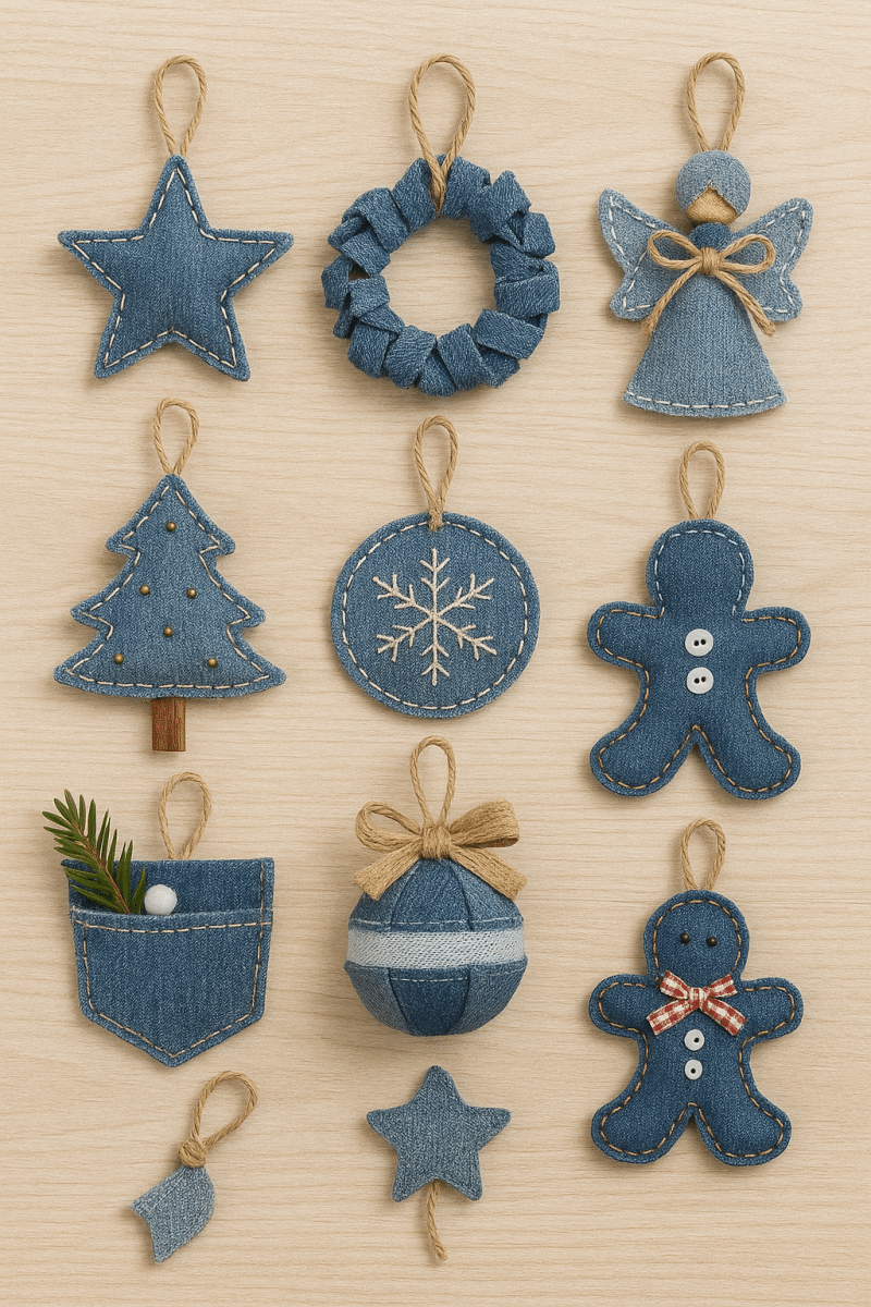 ideias originais de enfeites de natal com jeans velhos