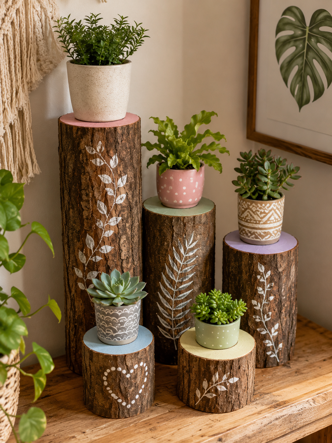 Ideias para Pintar Troncos de Madeira e Usar na Decora&ccedil;&atilde;o ideias para pintar troncos de madeira e usar na decoracao 2