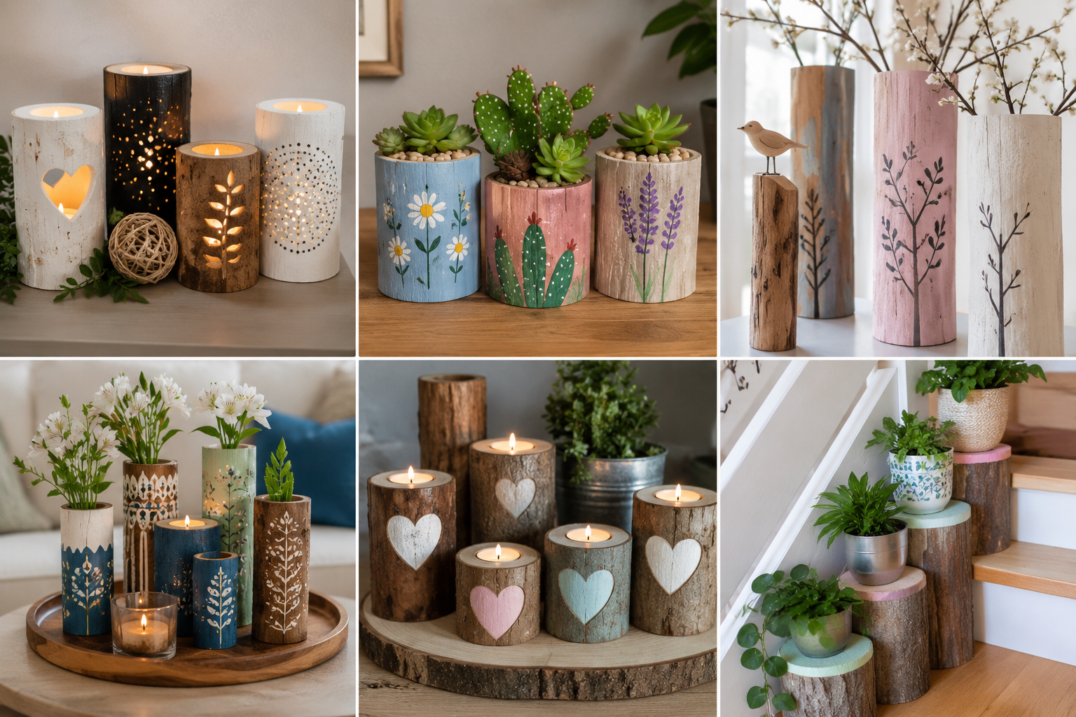 Ideias para Pintar Troncos de Madeira e Usar na Decora&ccedil;&atilde;o ideias para pintar troncos de madeira e usar na decoracao 4