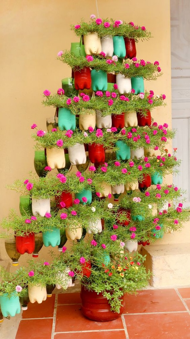 jardim vertical com garrafa pet 8