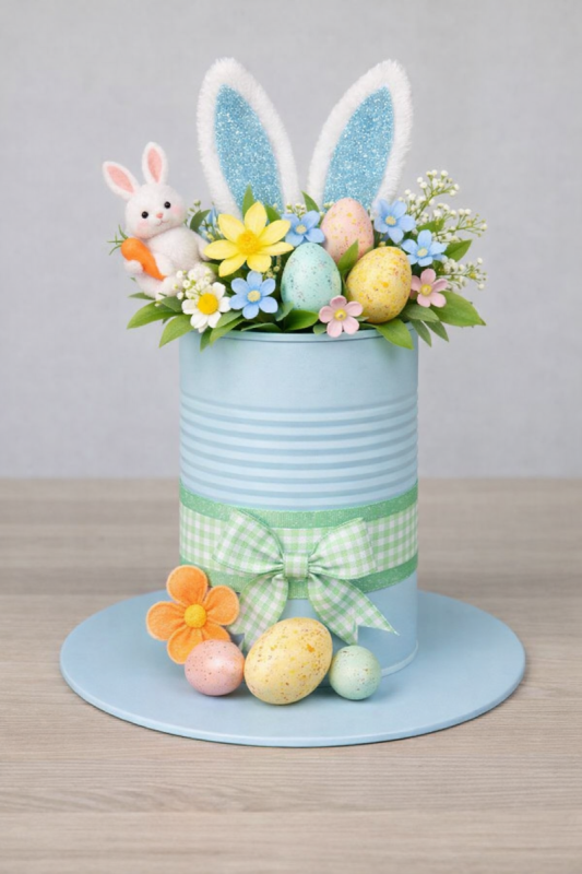 latas decoradas em forma de chapeu para a pascoa 6 scaled