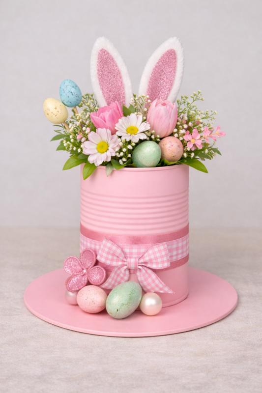 latas decoradas em forma de chapeu para a pascoa scaled