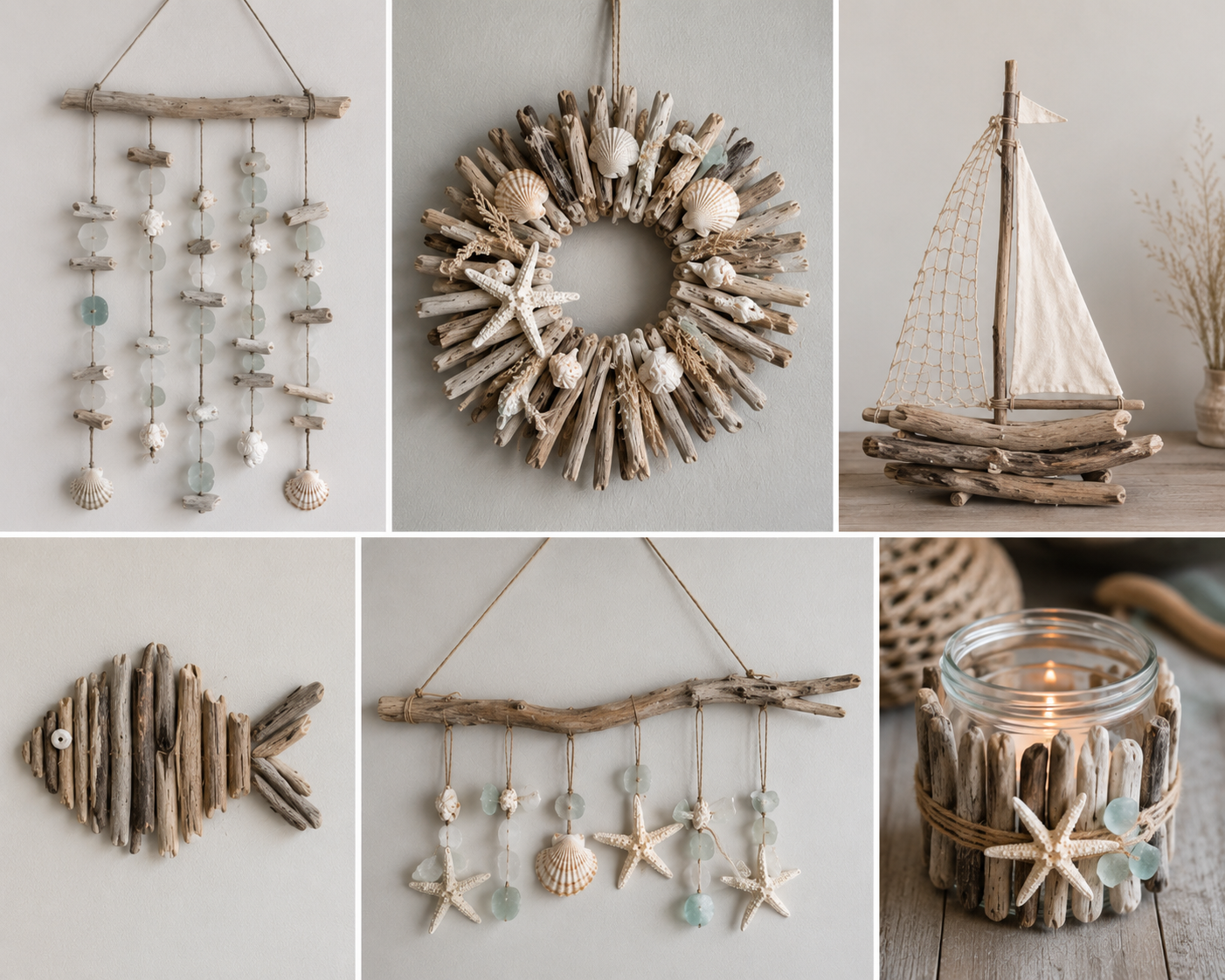 Lindas Guirlandas Feitas com Troncos de &Aacute;rvores e Motivos Marinhos: Ideias R&uacute;sticas para Decorar com Alma de Praia lindas guirlandas feitas com troncos de arvores e motivos marinhos 5