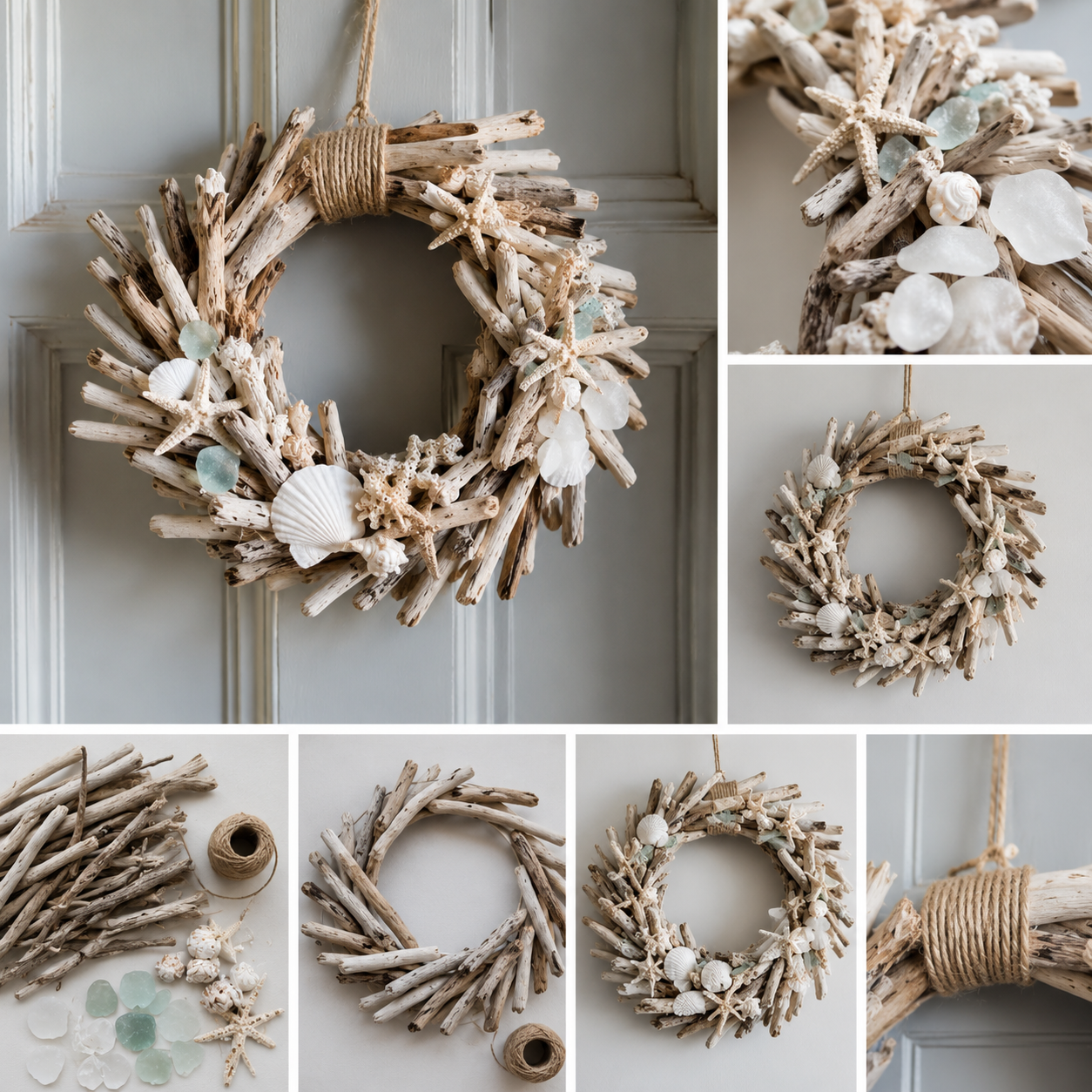 Lindas Guirlandas Feitas com Troncos de &Aacute;rvores e Motivos Marinhos: Ideias R&uacute;sticas para Decorar com Alma de Praia lindas guirlandas feitas com troncos de arvores e motivos marinhos 6