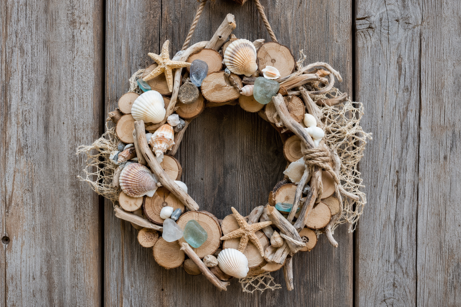 Lindas Guirlandas Feitas com Troncos de &Aacute;rvores e Motivos Marinhos: Ideias R&uacute;sticas para Decorar com Alma de Praia lindas guirlandas feitas com troncos de arvores e motivos marinhos