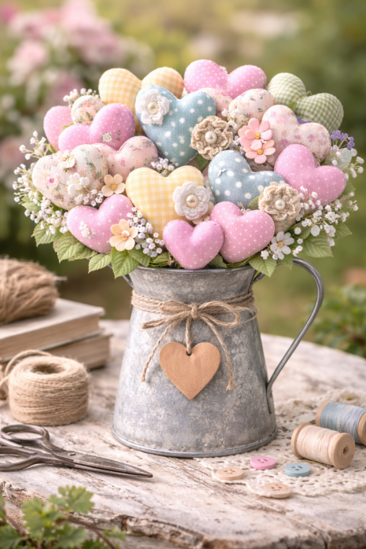 lindas ideias de arranjos com coracoes de tecido 3 scaled