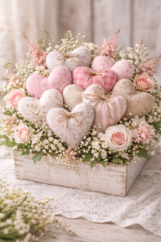 lindas ideias de arranjos com coracoes de tecido 4 scaled