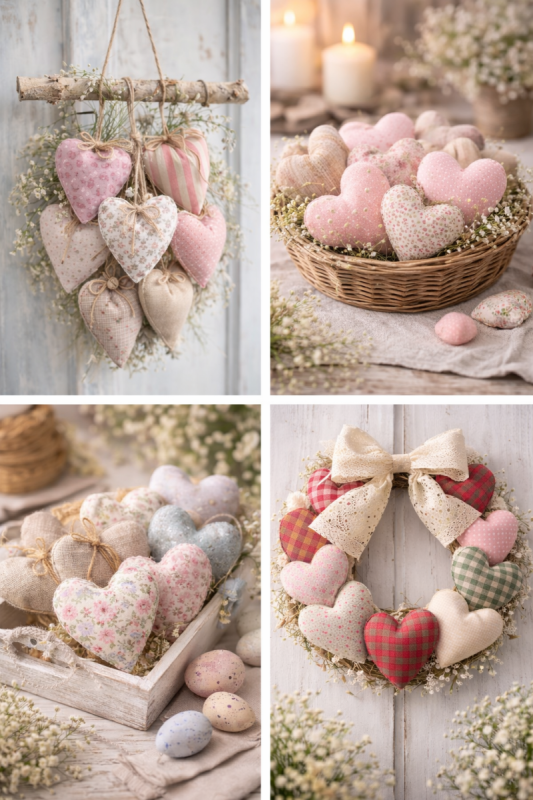 lindas ideias de arranjos com coracoes de tecido 5 scaled