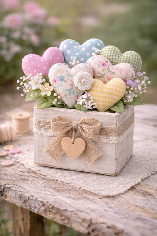 lindas ideias de arranjos com coracoes de tecido 8 scaled