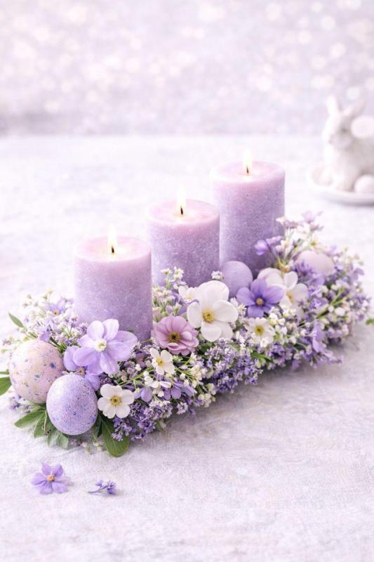 lindas ideias de centros de mesa lilases para a pascoa 2 scaled